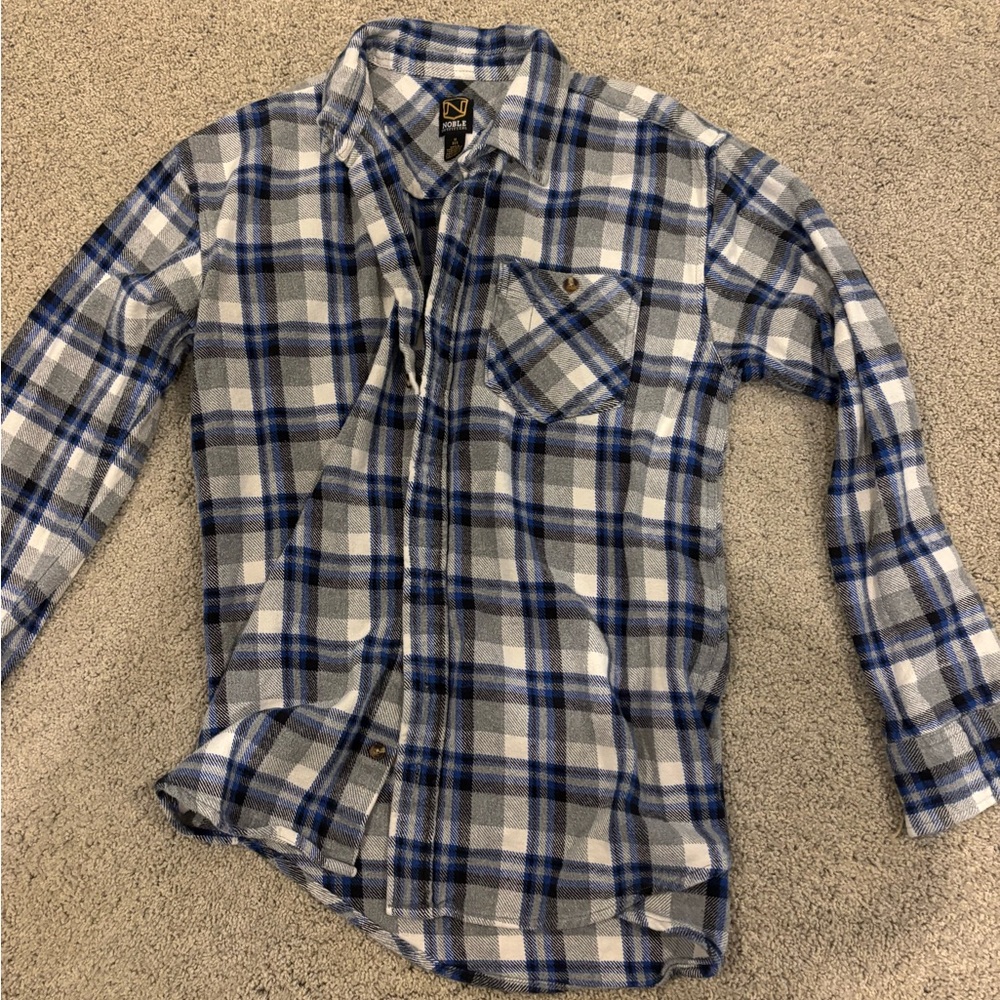 Classic Blue and Gray Plaid Men's Shirt
